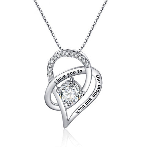 Silver Color Heart Shape Chains Necklace